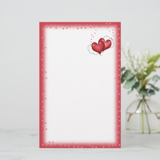 Hartballonnen met weinig hart briefpapier (Staand voorkant)