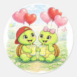 Hartballonnen Ronde Sticker