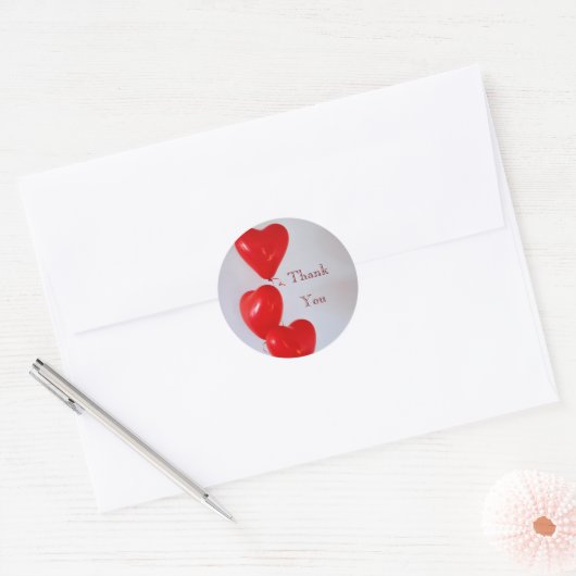 Hartballonnen rood Dank u Sticker (Envelop)
