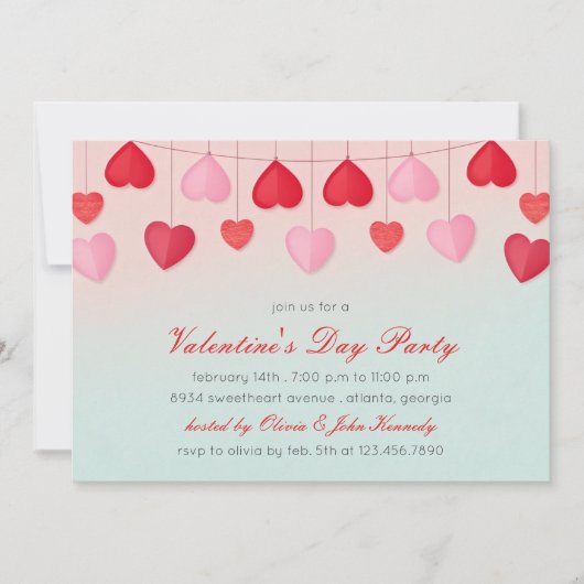 Hartballonnen Valentijnsdag Feest Uitnodiging (Voorkant)