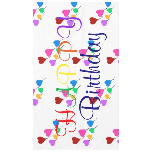 Hartballonnen verjaardag tafelkleed (Voorkant)