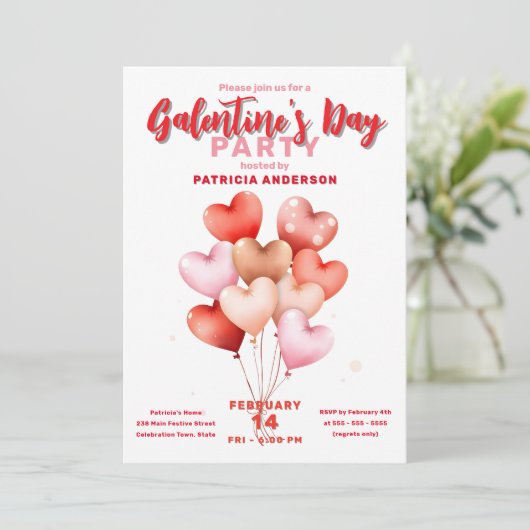 Hartballonnen viering van Galentijnsdag Kaart (Staand voorkant)