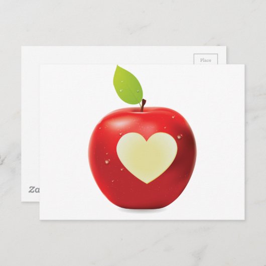 Hartbeet rode appel briefkaart (Voorkant / Achterkant)