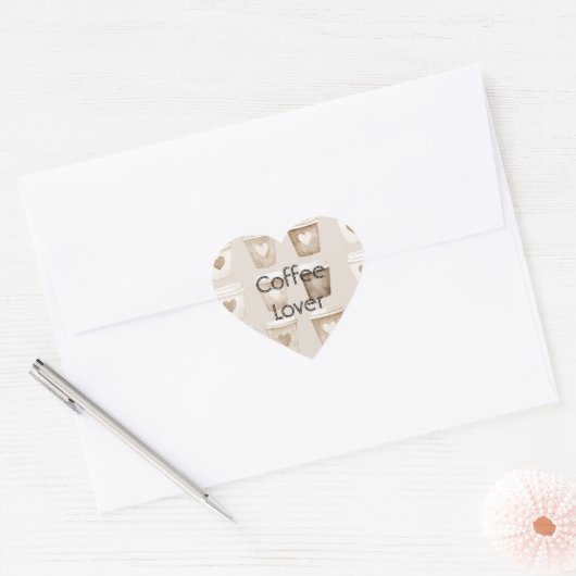 Hartbekers voor koffie met room hart sticker (Envelop)
