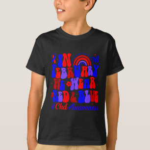 Hartbewustzijn Chd-bewustzijn Regenboog in februar T-shirt