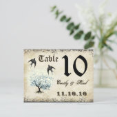 Hartblad Blauwe Boom Vogels Tafel Nummerkaart Briefkaart (Staand voorkant)