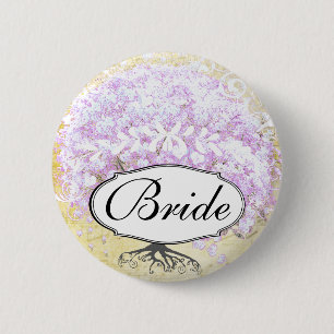Hartblad Lavendel Boom Vintage Vogel Bruiloft Ronde Button 5,7 Cm