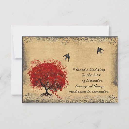Hartblad Rode Boom  Vogelkerst Kaart (Achterkant)