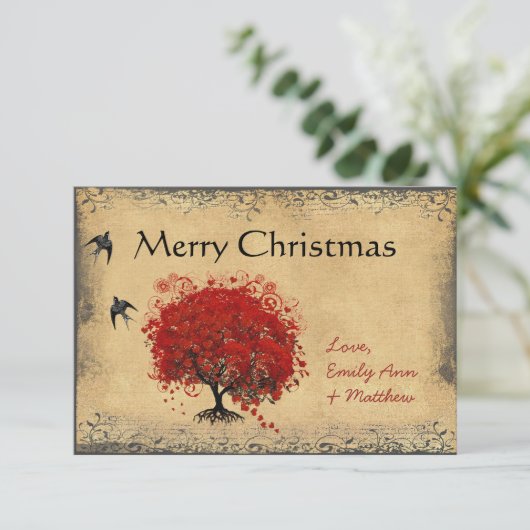 Hartblad Rode Boom  Vogelkerst Kaart (Staand voorkant)