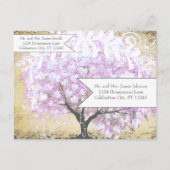 Hartbladige lavendelboom vintage vogel bruiloft aankondigingskaart (Achterkant)