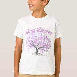 Hartbladige Lavendelboom Vintage Vogel Bruiloft T-shirt