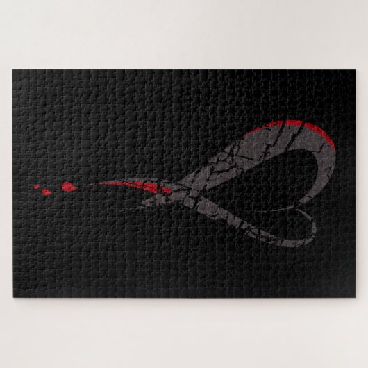 Hartbloeding. Gewonde droevig hart. Duisternis. Legpuzzel (Horizontaal)