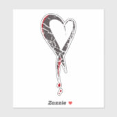 Hartbloeding. Gewonde droevig hart. Duisternis. Sticker (Vel)