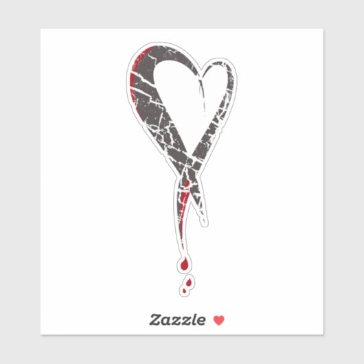 Hartbloeding. Gewonde droevig hart. Duisternis. Sticker (Vel)