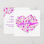 Hartbloem boeket paarse vrijgezellenfeest uitnodig kaart (Voorkant / Achterkant)