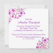 Hartbloem boeket paarse vrijgezellenfeest uitnodig kaart (Achterkant)