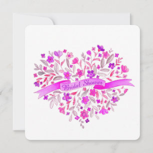 Hartbloem boeket paarse vrijgezellenfeest uitnodig kaart