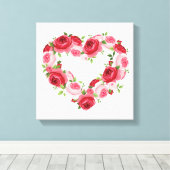 Hartbloem krans, liefde canvas afdruk (Insitu (Houten vloer))