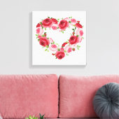 Hartbloem krans, liefde canvas afdruk (Insitu (Woonkamer))