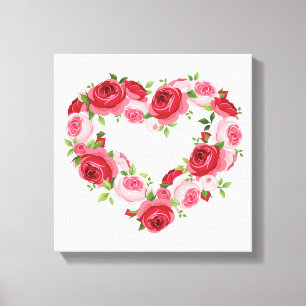 Hartbloem krans, liefde canvas afdruk