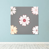 Hartbloemen op grijs canvas afdruk (Insitu (Houten vloer))