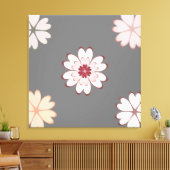 Hartbloemen op grijs canvas afdruk (Insitu (Woonkamer))