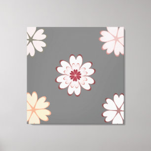 Hartbloemen op grijs canvas afdruk