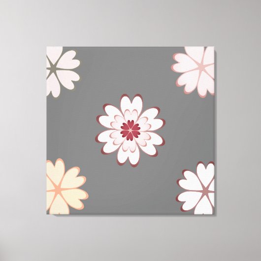 Hartbloemen op grijs canvas afdruk (Voorkant)