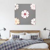 Hartbloemen op grijs canvas afdruk (Insitu (Slaapkamer))