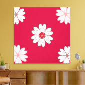 Hartbloemen op karmozijnrood canvas afdruk (Insitu (Woonkamer))