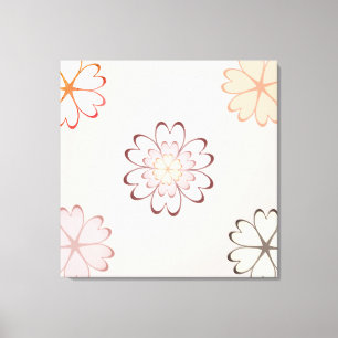 Hartbloemen op lichtbeige canvas afdruk