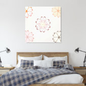 Hartbloemen op lichtbeige canvas afdruk (Insitu (Slaapkamer))