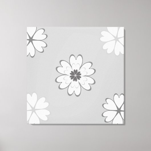 Hartbloemen op lichtgrijs canvas afdruk (Voorkant)