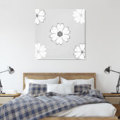 Hartbloemen op lichtgrijs canvas afdruk (Insitu (Slaapkamer))