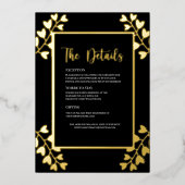 Hartbloemen op Zwarte Gouden Details Kaart (Voorkant)