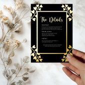 Hartbloemen op Zwarte Gouden Details Kaart