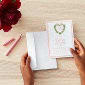 Hartboog Coquette krans monogram Baby shower Kaart