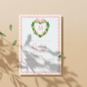 Hartboog Coquette krans monogram Baby shower Kaart