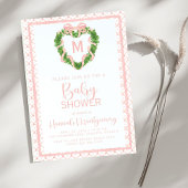 Hartboog Coquette krans monogram Baby shower Kaart
