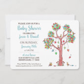 Hartboom en vogels die Baby shower van de vun verz Kaart (Voorkant)