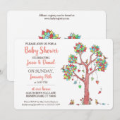 Hartboom en vogels die Baby shower van de vun verz Kaart (Voorkant / Achterkant)