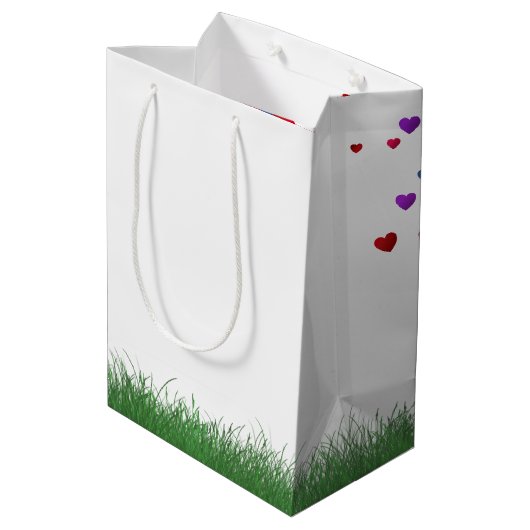 Hartboom met gras medium cadeauzakje (Achterkant Gekanteld)