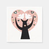 Hartboom met twee vogels papieren servetten (Voorkant)