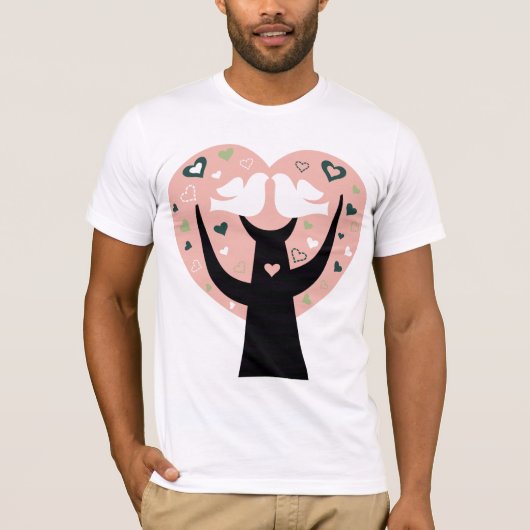 Hartboom met twee vogeltjes Mannen T-shirt (Voorkant)