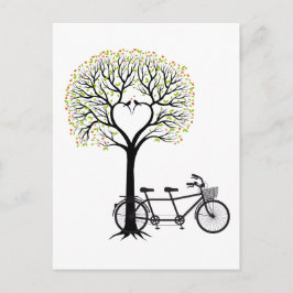Hartboom met vogels en tandemfiets briefkaart