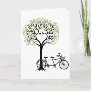Hartboom met vogels en tandemfiets kaart