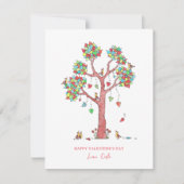 Hartboom met vogels valentijnkaart feestdagenkaart (Voorkant)