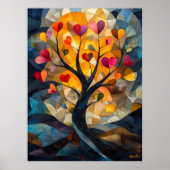 Hartboom van Liefde in Glas in lood Stijl Poster (Voorkant)