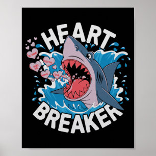 Hartbreker Haai Schattig Grappig Liefdesontwerp Vo Poster