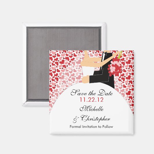 Hartbruid & bruidegom Sla de datummagneet Magneet (Voorkant / Achterkant)